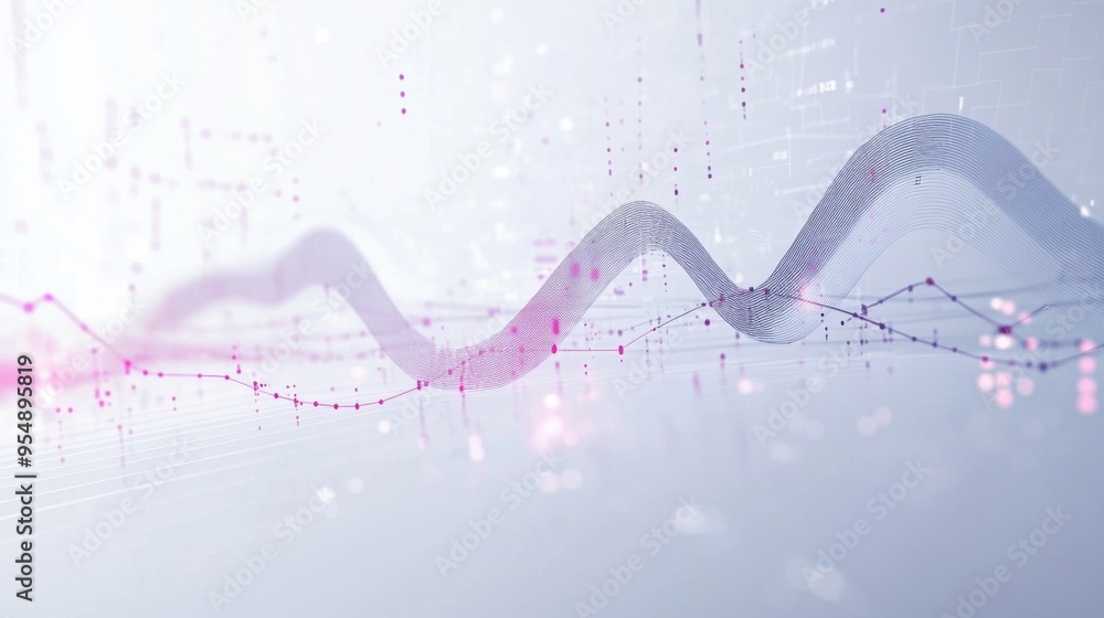Aufkleber A digital graph with a rising trend, displayed on a white background, with futuristic elements like holographic lines and data points floating above.
