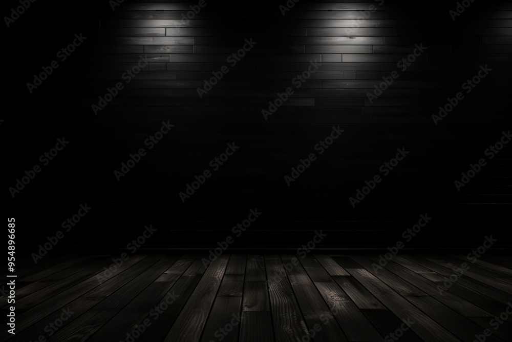 Sticker Dark Wooden Room with Spotlights