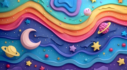 Astral Discovery: Vivid 3D Illustration of a Cosmic Journey