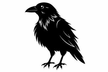 Raven silhouette vector art. Crow bird icon illustration