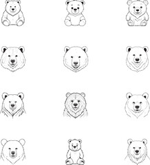 Bear silhouette vector with white Background