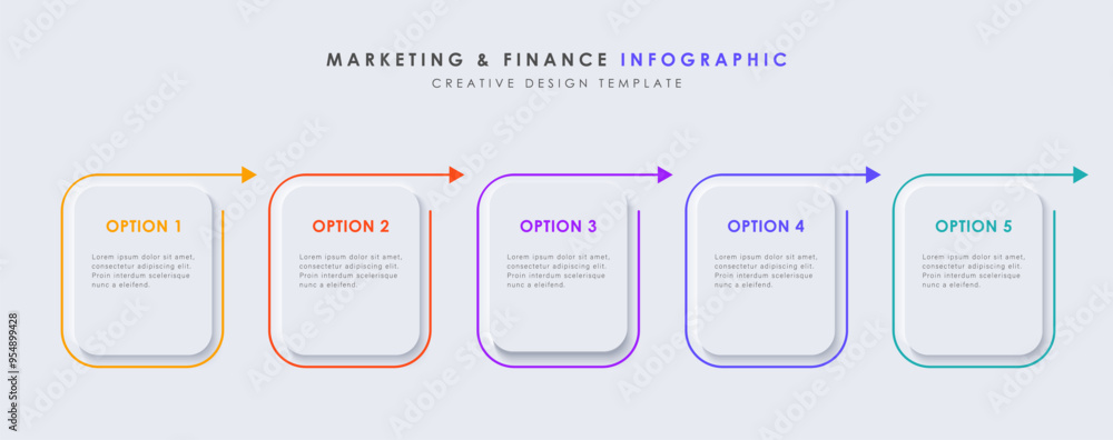 Poster infographic design template with 5 options or steps. minimal design. useful for process diagram, pre
