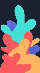 Obraz premium Vibrant abstract painting featuring playful gradient shapes against a deep backdrop perfect for mobile backgrounds and social media aesthetics