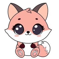 illustration of a cute sitting baby cartoon fox