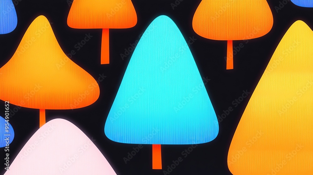 Aufkleber vibrant abstract artwork featuring a dynamic gradient of tree shapes perfect for enhancing mobile ba