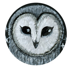 Hand drawn realistic owl head