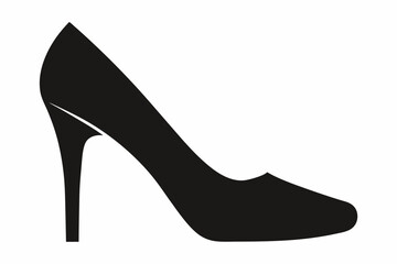 Women shoe vector icon, Black high heel Shoe silhouette
