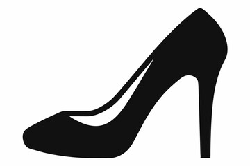 Women shoe vector icon, Black high heel Shoe silhouette
