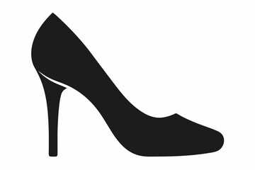 Women shoe vector icon, Black high heel Shoe silhouette
