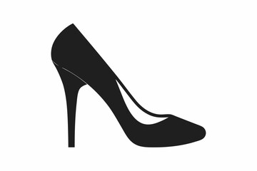 Women shoe vector icon, Black high heel Shoe silhouette
