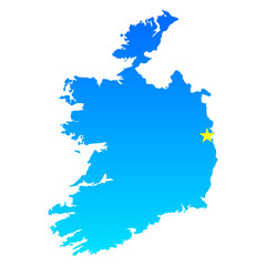 Naklejka premium Map of Ireland with its capital Dublin in professional blue style