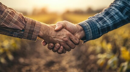 Agricultural Business Partnership Farmer and Businessman Handshake, Symbolizing Investment and Collaboration