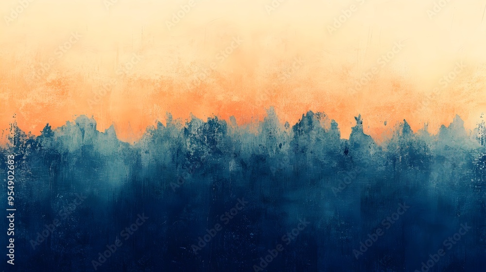 Poster captivating gradient transition from cool blues to warm oranges with balanced harmony