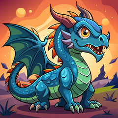 Obraz premium cartoon vector illustration of dragon