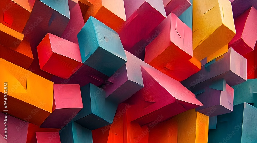 Aufkleber captivating tertiary color geometry an intricate abstract digital art pattern