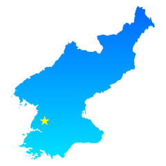 Map of North Korea with its capital Pyongyang in professional blue style