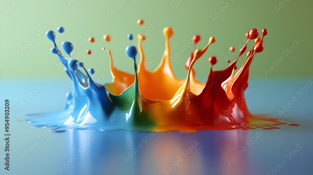 Poster dynamic abstract color wheel with splashing paint strokes