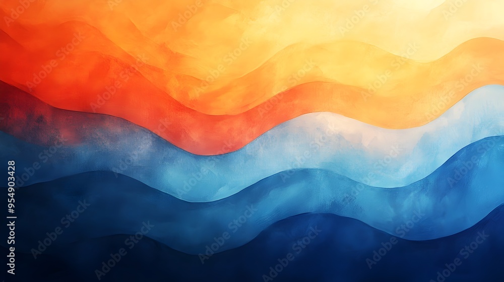 Poster ethereal gradient of cool blues transitioning into warm oranges