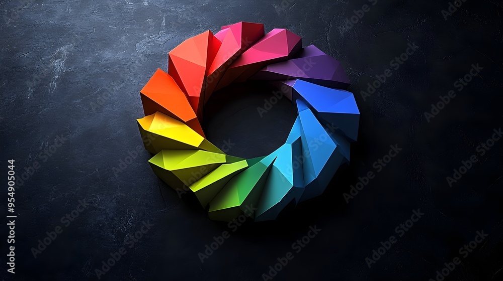 Poster mesmerizing geometric color wheel with overlapping shapes and blended hues