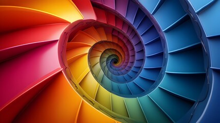Fototapeta premium Mesmerizing Spiral Color Wheel with Radiant Outward Segments in Bold Energetic 3D Render