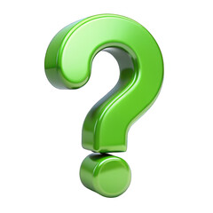 Naklejka premium 3D stylized green question mark isolated on transparent background