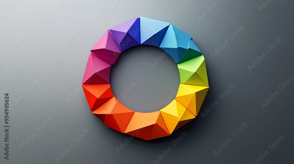 Poster minimalist flat design color wheel with clean segments and clear labels for modern sleek color
