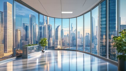 Panoramic View of a Modern Metropolis from a High-Rise Office