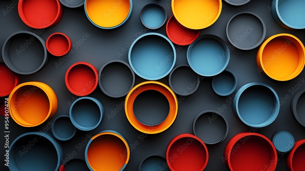 Aufkleber striking secondary color interlocking circle pattern 3d render