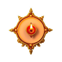 Fototapeta premium Diwali diya isolated on transparent background.