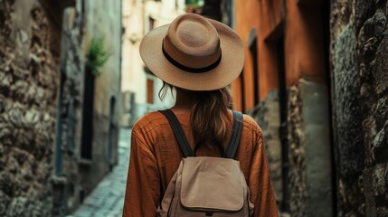 Fototapeta premium Exploring the Historic Streets Alone