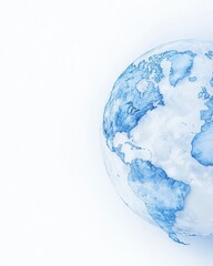 Obraz premium A serene watercolor representation of Earth, showcasing blue hues and details of continents, perfect for travel and nature themes.