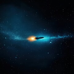 Fototapeta premium A stunning view of a rocket traversing a vibrant galaxy, showcasing deep space and cosmic wonders.