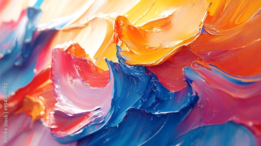 Aufkleber vibrant overlapping shapes in secondary color abstract painting