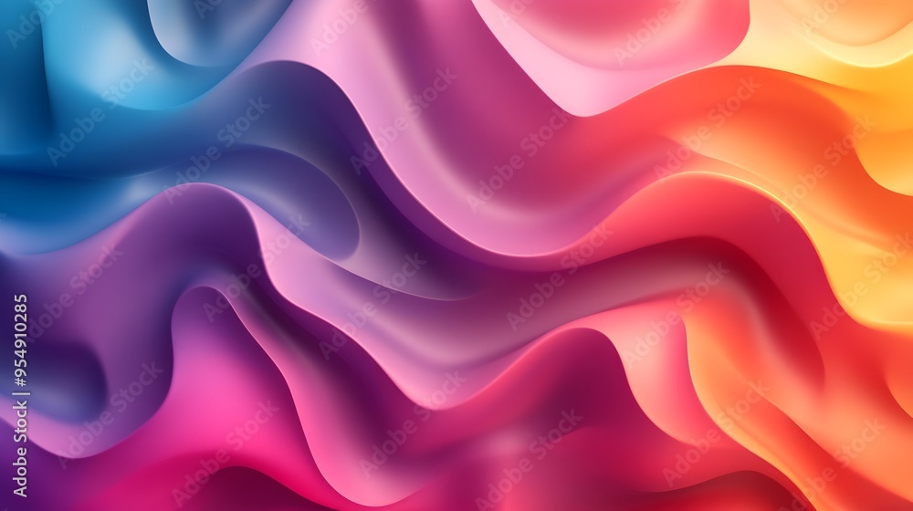 Poster vibrant tertiary color gradients blending seamlessly into dynamic 3d abstract art