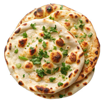 Barotta naan top view isolated on transparent background