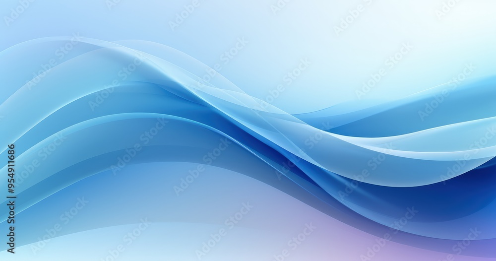 Aufkleber a smooth gradient of blue waves creating a calming and modern abstract background.