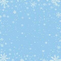 Seamless Winter Background with White Snowflakes on Blue Sky - Winter Pattern, Christmas, New Year Design