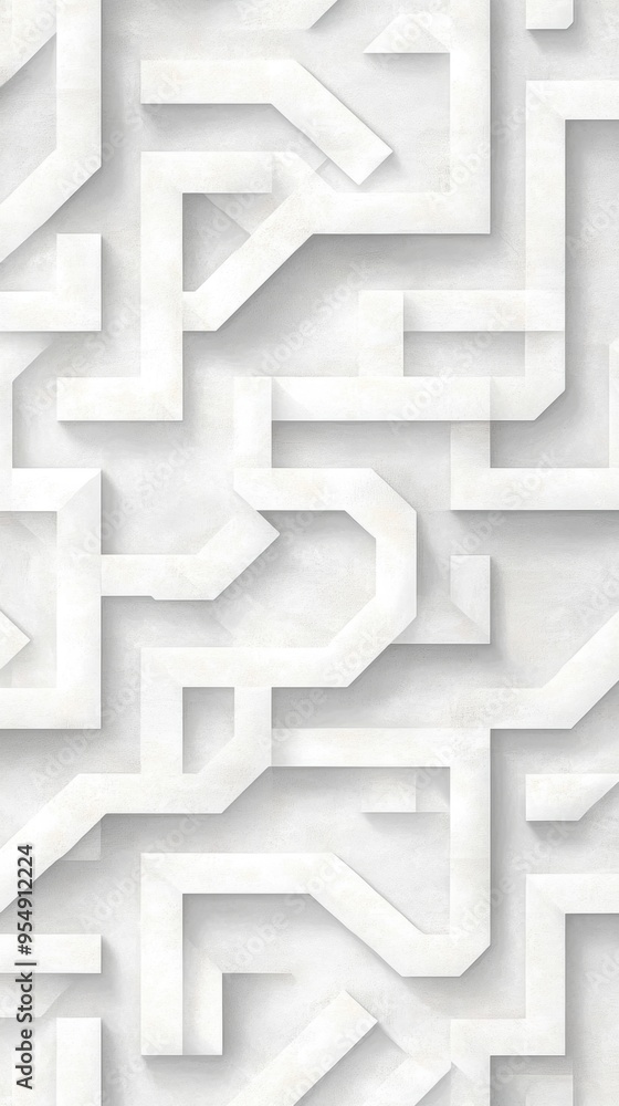 Poster abstract white maze pattern showcasing modern design elements and depth, perfect for backgrounds and