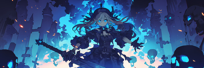 Chibi Anime Girl with Sword – Kawaii Art and Cute Anime Background