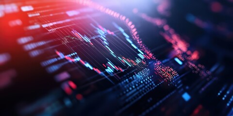 Obraz premium Dynamic abstract representation of financial data, showcasing vibrant colors and intricate patterns, ideal for technology and finance themes.