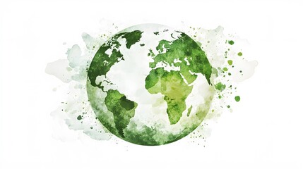 Green Watercolor Earth Globe.