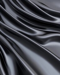 Obraz premium Elegant black silk fabric with smooth, flowing texture, perfect for backgrounds or design projects.