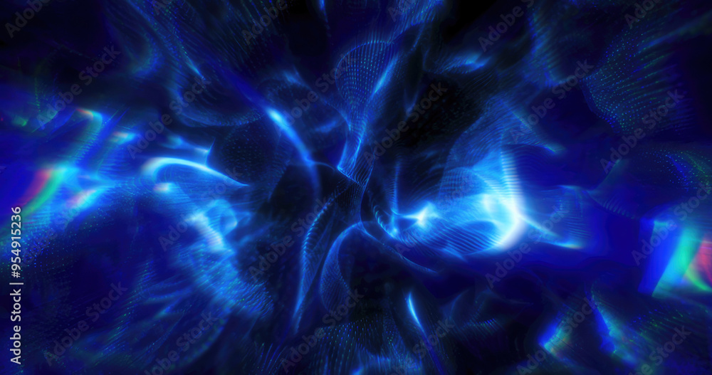 Poster an abstract, ethereal blue and black swirl pattern, creating a sense of mystery and depth, ideal for