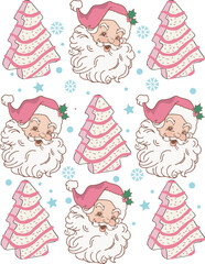 Cute Pink Santa Claus Tree Cakes Little Debbie Christmas T shirt Design