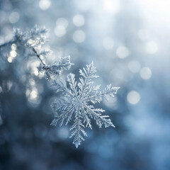 unique snowflake, macro photography of snowflake crystals , New Year's background blank