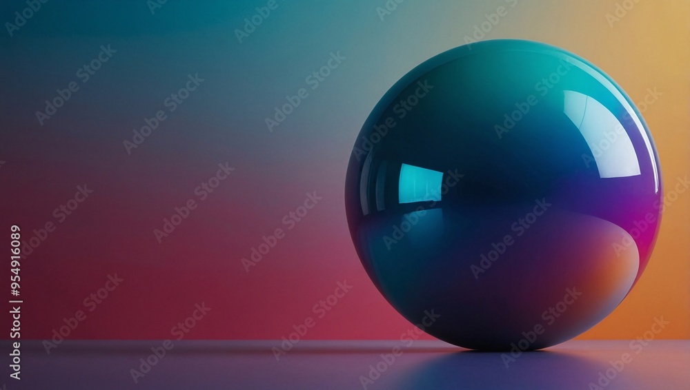 Poster modern design with a gradient round sphere in a colorful, d banner background.