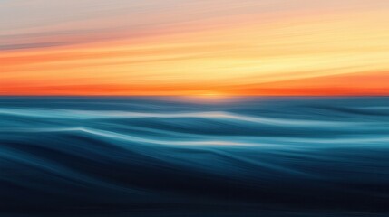 Obraz premium Abstract Sunset Over Ocean Waves in Digital Art Style.