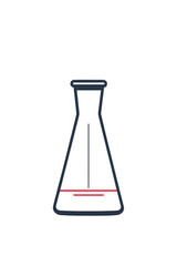 An illustration of a laboratory flask filled with liquid, symbolizing science, research, and experimentation.