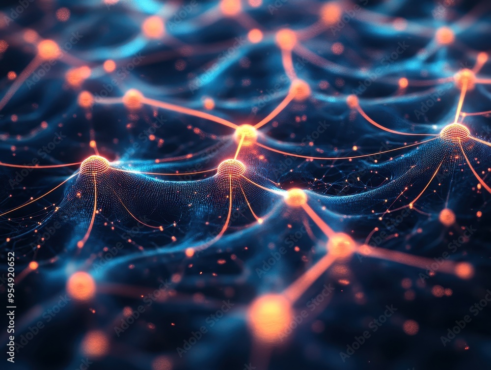 Aufkleber abstract network connection with glowing points and lines - technology background
