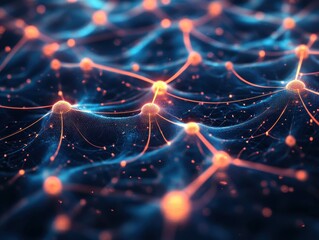 Abstract Network Connection with Glowing Points and Lines - Technology Background